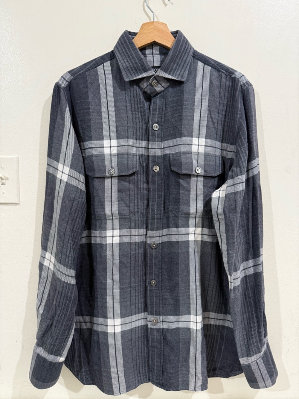 Tom Ford Gray & White Plaid Shirt